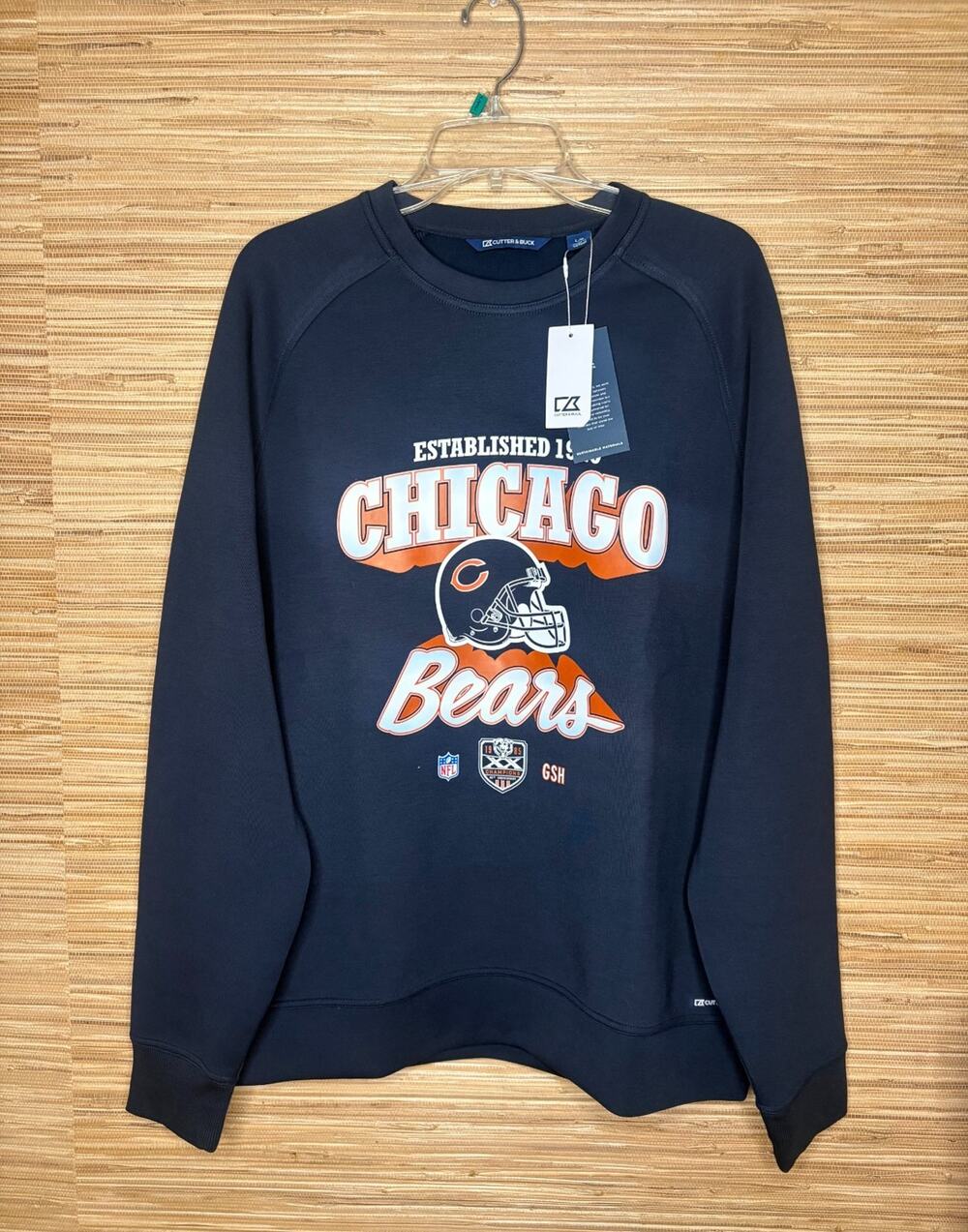 Cutter & Buck NFL Chicago Bears Crew Neck Pullover Navy Blue Sz L NWT